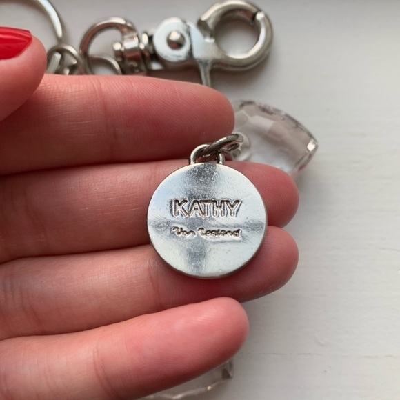 Silver & clear bead heart charm cluster keychain - Picture 5 of 8